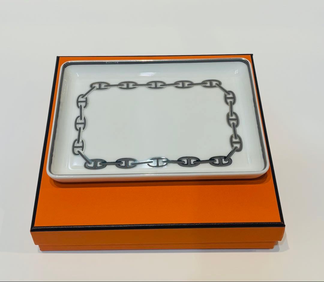 HERMES エルメス　シェーヌダンクル　トレー プラチナ 皿 食器 小物入