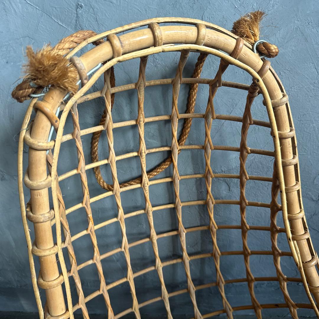 お人形や観葉植物、フェイク植物の入れ物に！ラタン製オーバル型吊り下げチェア