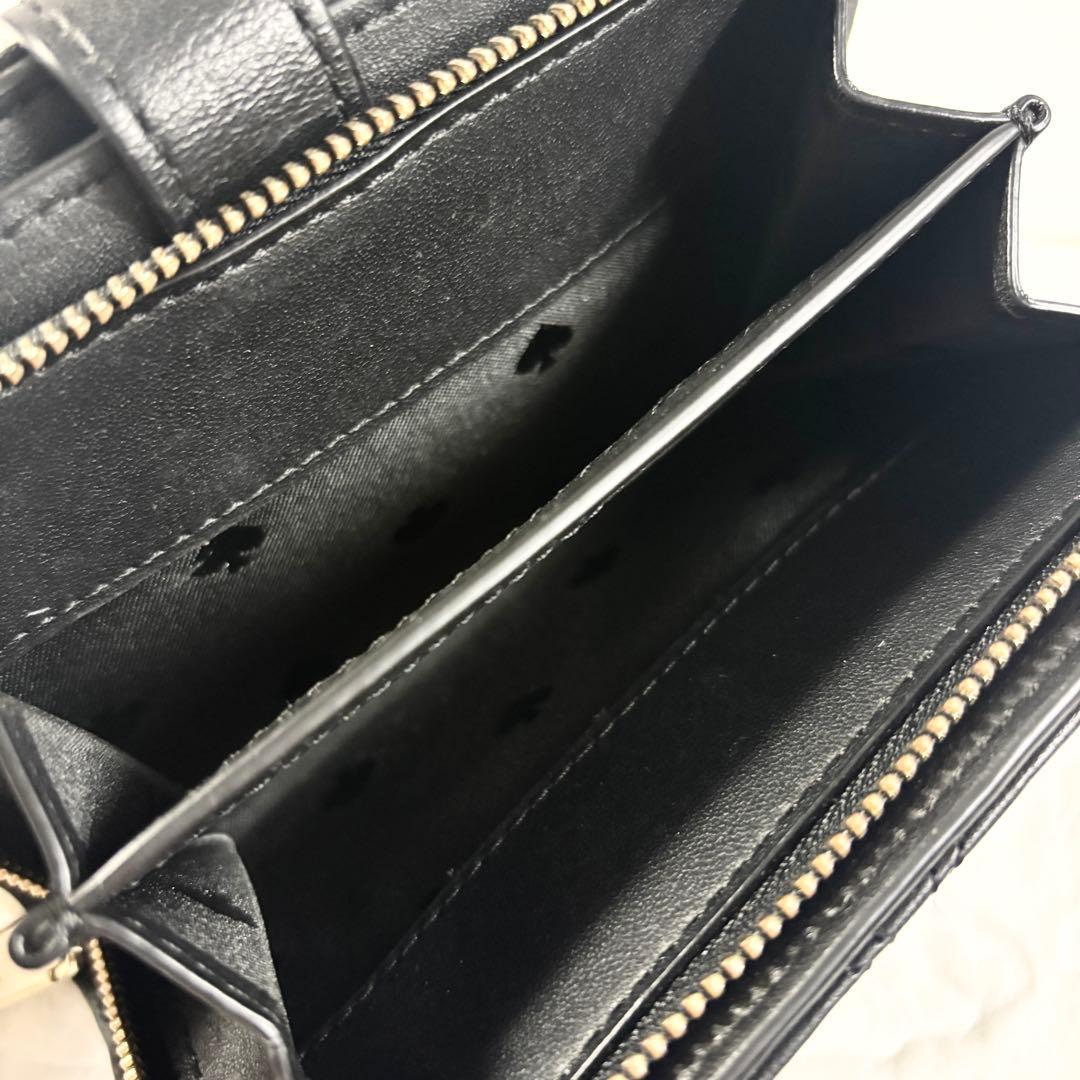 kate spade ケイトスペード 二つ折り財布 キルティング 黒 レザー