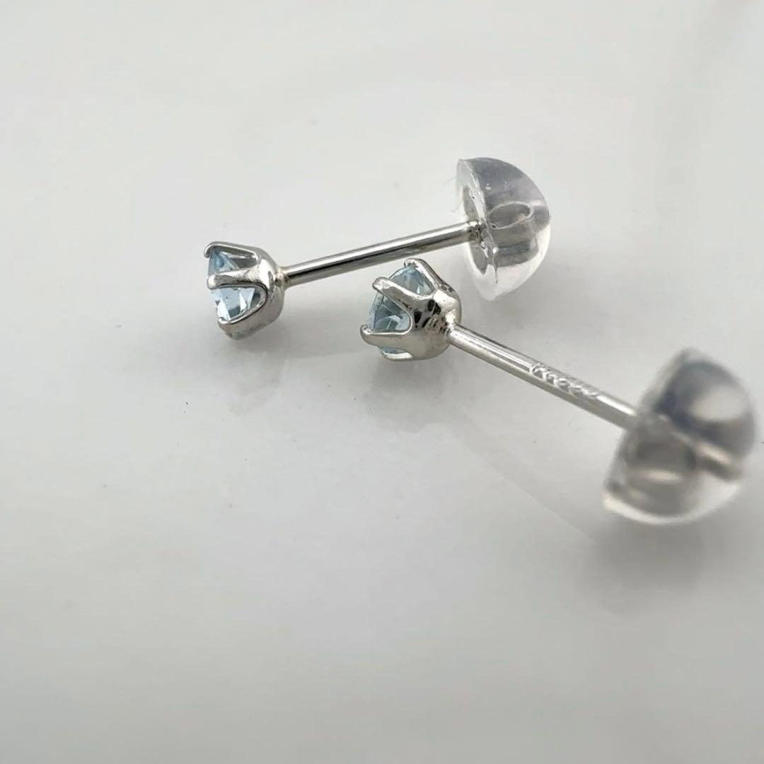 天然石　アクアマリン　ピアス　ＰＴ900　プラチナ