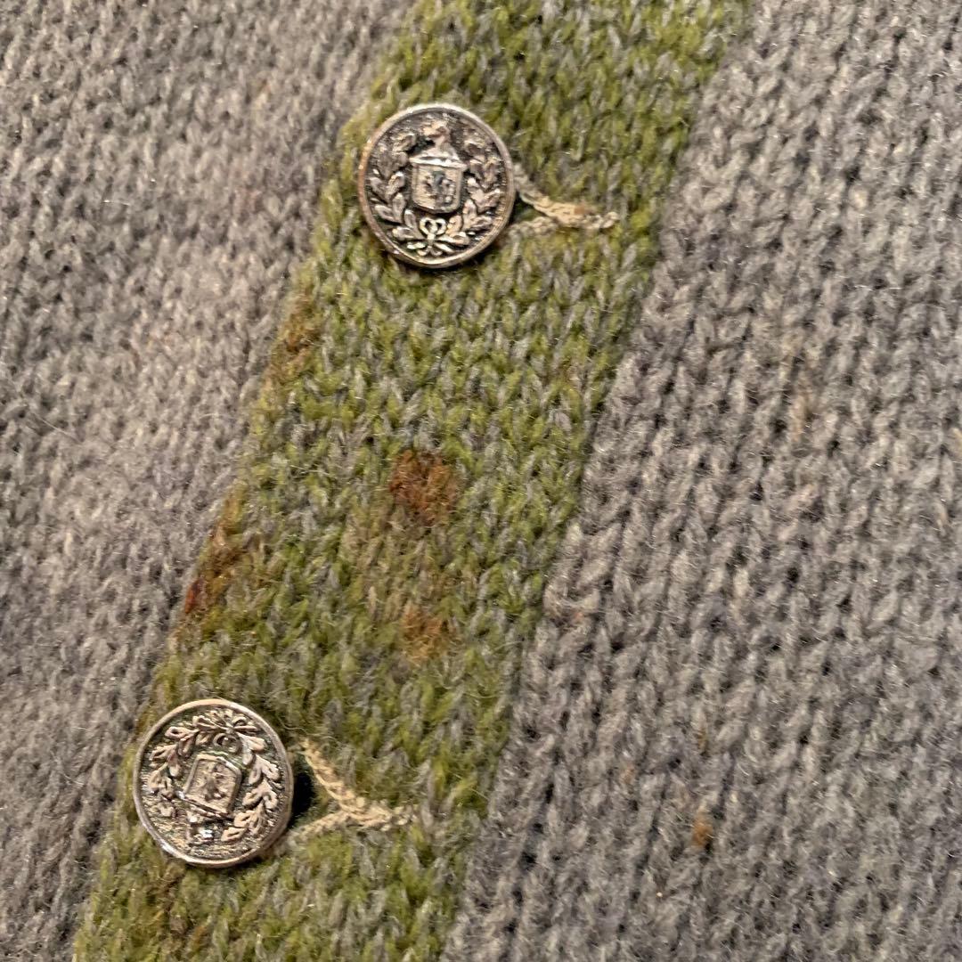 60s【2トーン】上質ウール ニット カーディガン ワーク