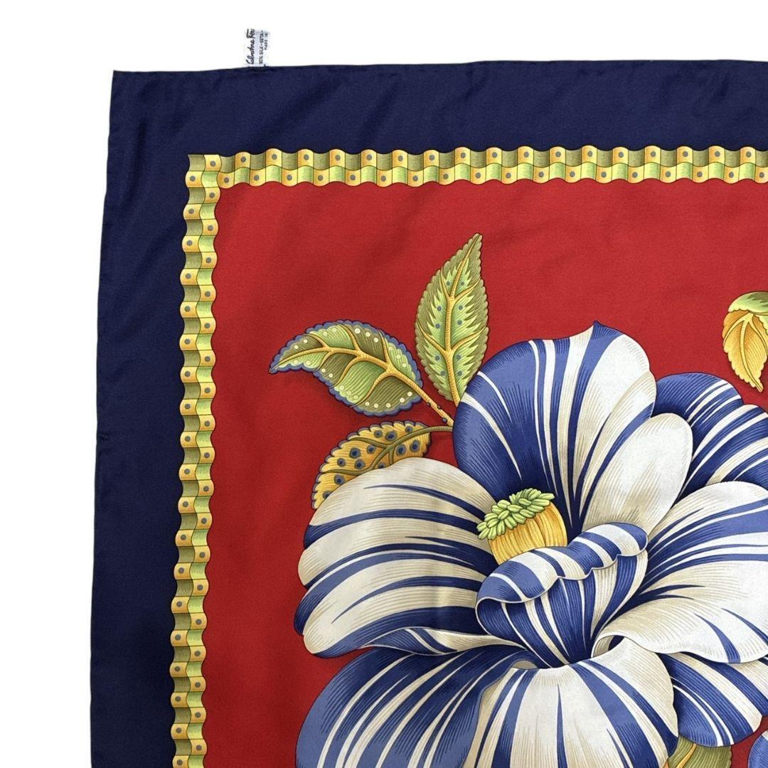 極美品✨サルヴァトーレフェラガモ シルク 大判スカーフ ストール 花柄 イタリア