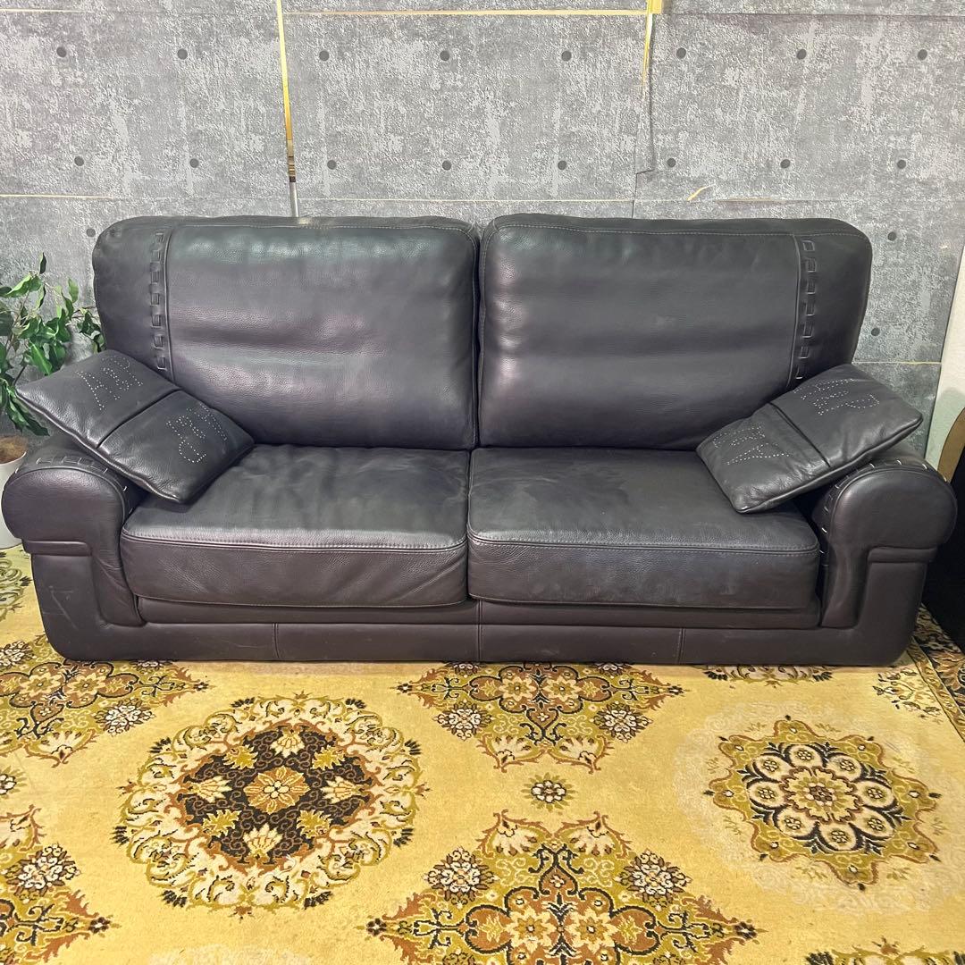 ꧁クラシック家具꧂クッション付2人掛けレザーソファ アーム 合成皮革 リビング