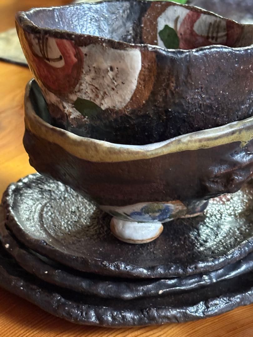 陶器 椿柄　焼物5点セット