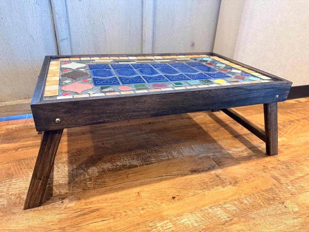 【1点物】昭和レトロ美濃焼きタイルテーブル　キャンプアウトドア大正レトロタイル