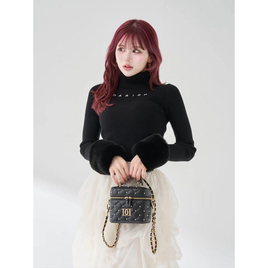 Darich ダーリッチ スムースファーリブニットトップス ブラック