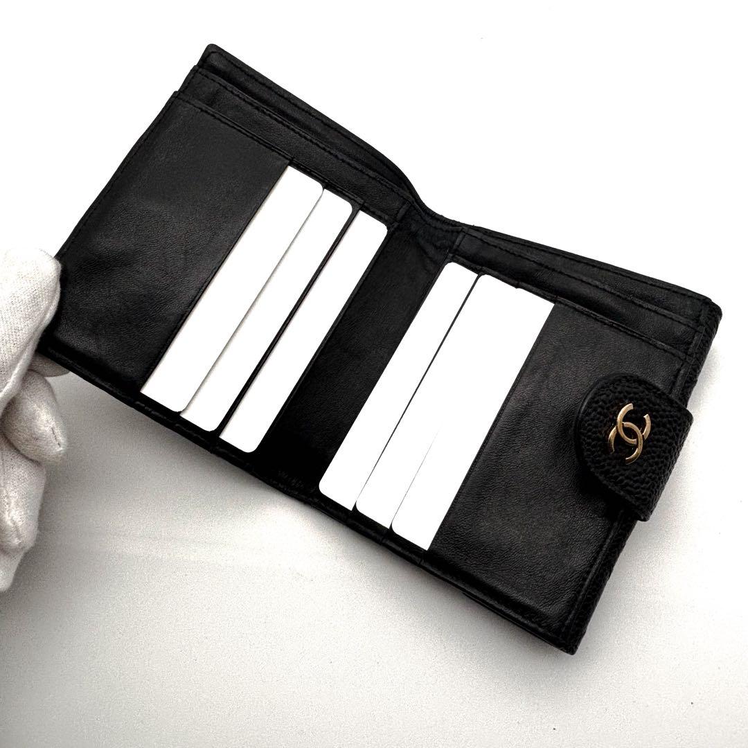 【極美品✨】シャネル 財布 ビコローレ キャビア Wホック 二つ折