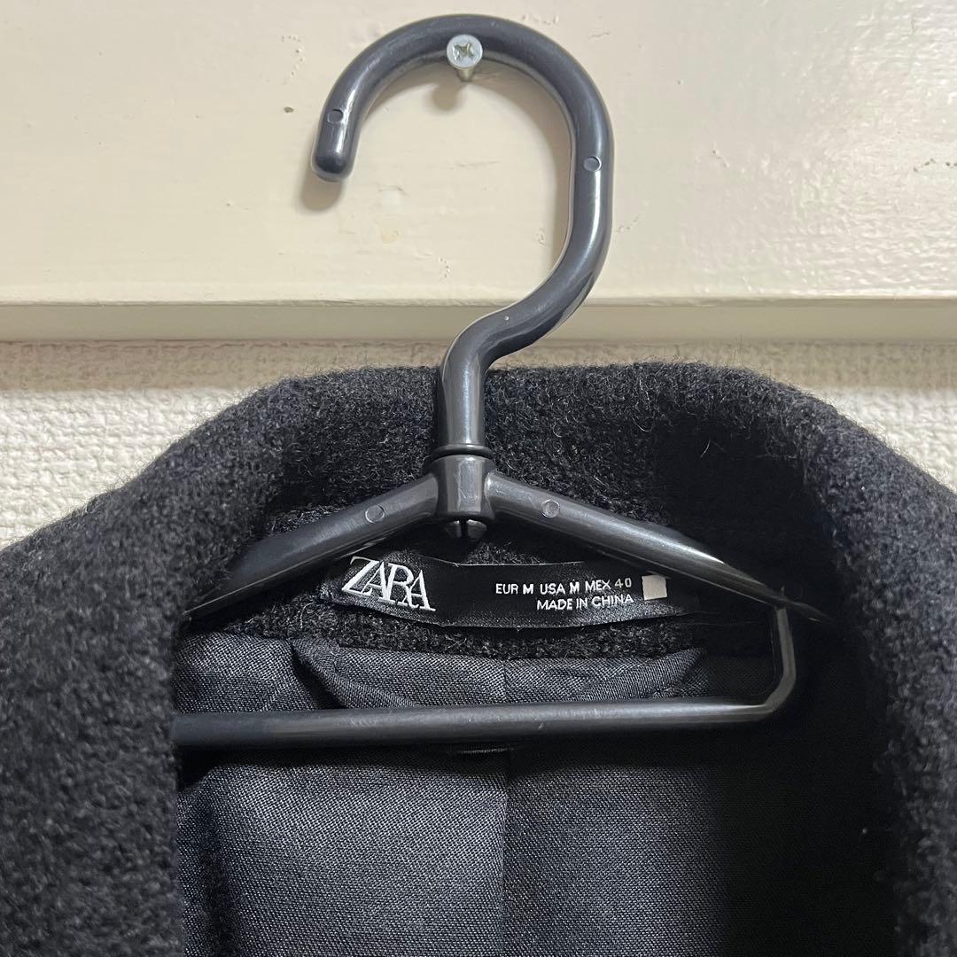 ZARA ダブルブレスト 黒 チェスターコート ウール