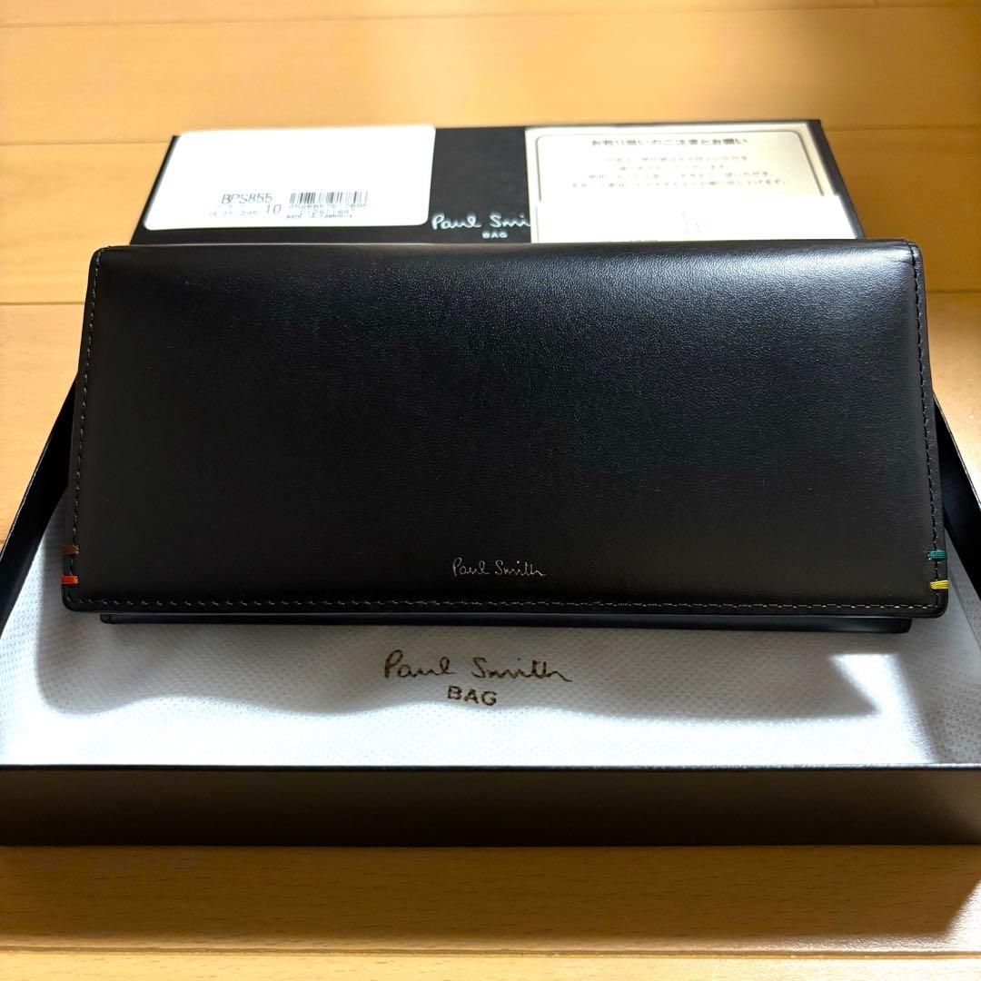 Paul Smith 現行品　長財布　黒　美品　ハイライトステッチ　ブラック