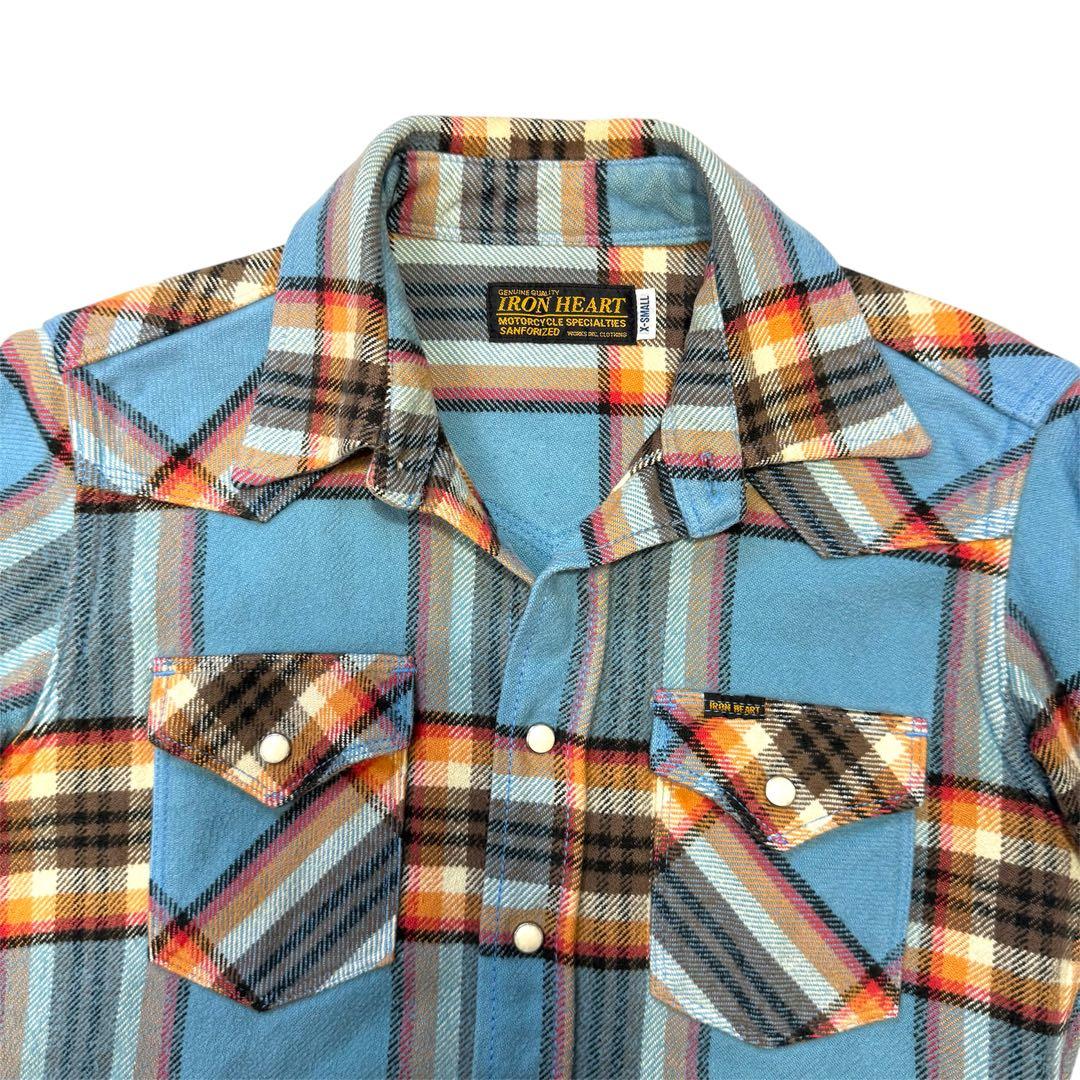 美品 IRON HEART ヘビーウェイト フランネルシャツ 長袖 シャツXS