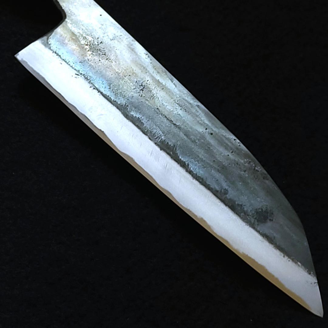 白紙1号 黒打 三徳包丁 165㎜ G9391 栗柄 月光作 １点物