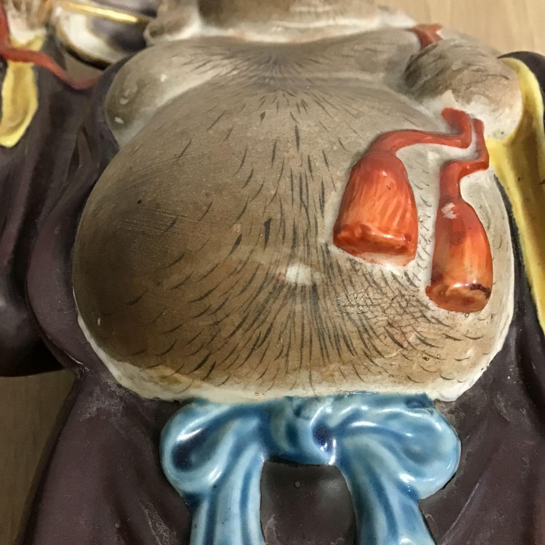 明治時代　九谷焼　布袋様　布袋さま　置物　縁起物　招福　商売繁盛