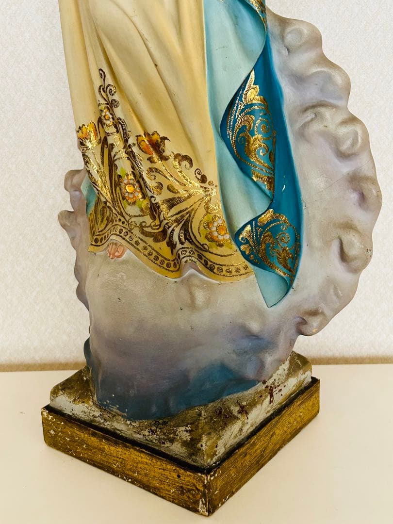 【超超希少美顔】✞無原罪の御宿り 胸に手を当てる聖母マリア像　宗教彫刻