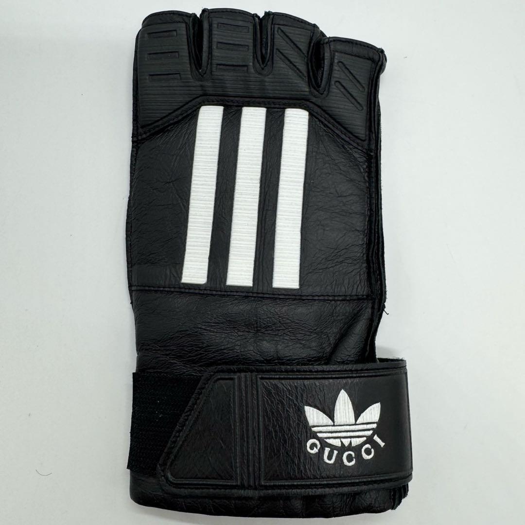 【美品】GUCCI グッチ アディダス フィンガーレスグローブ 羊革 レザー 黒