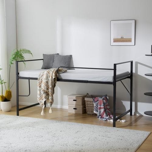 【高さ110cm/ブラック】ロフトベッド パイプベッド シングル ロータイプ