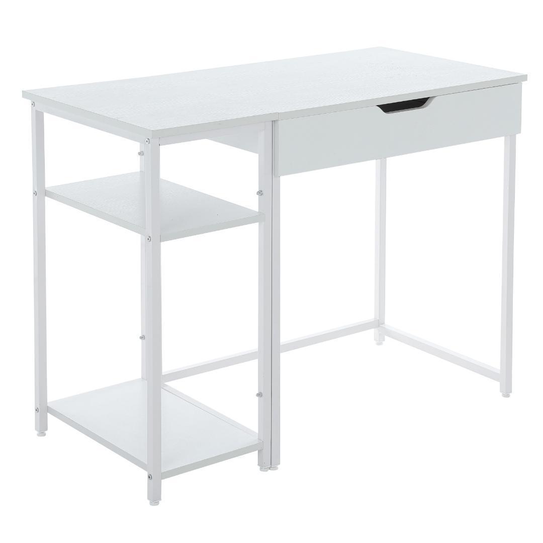 【人気商品】【ホワイト】パソコンデスク引き出し付き収納ラック付き木製書斎机学習机