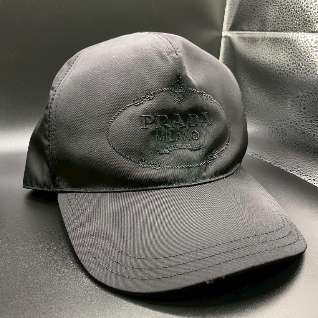 【極美品】PRADA ブラック ベースボールキャップ　XL メンズ　ナイロン