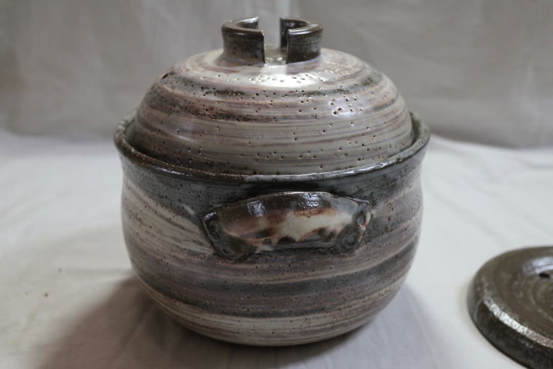 未使用 たち吉 白刷毛目 土鍋 ご飯鍋 3合炊き 元箱有り