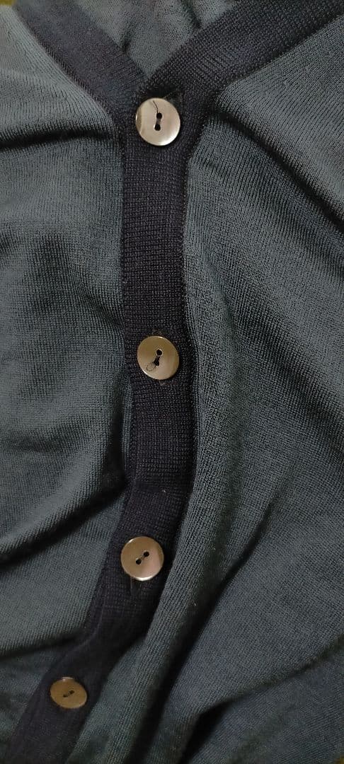 美品●ジョンスメドレー 配色ニットカーディガン ニュージーランドメリノウール M