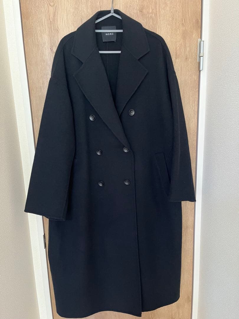 N.O.R.C 黒 ダブルブレスト ロングコート