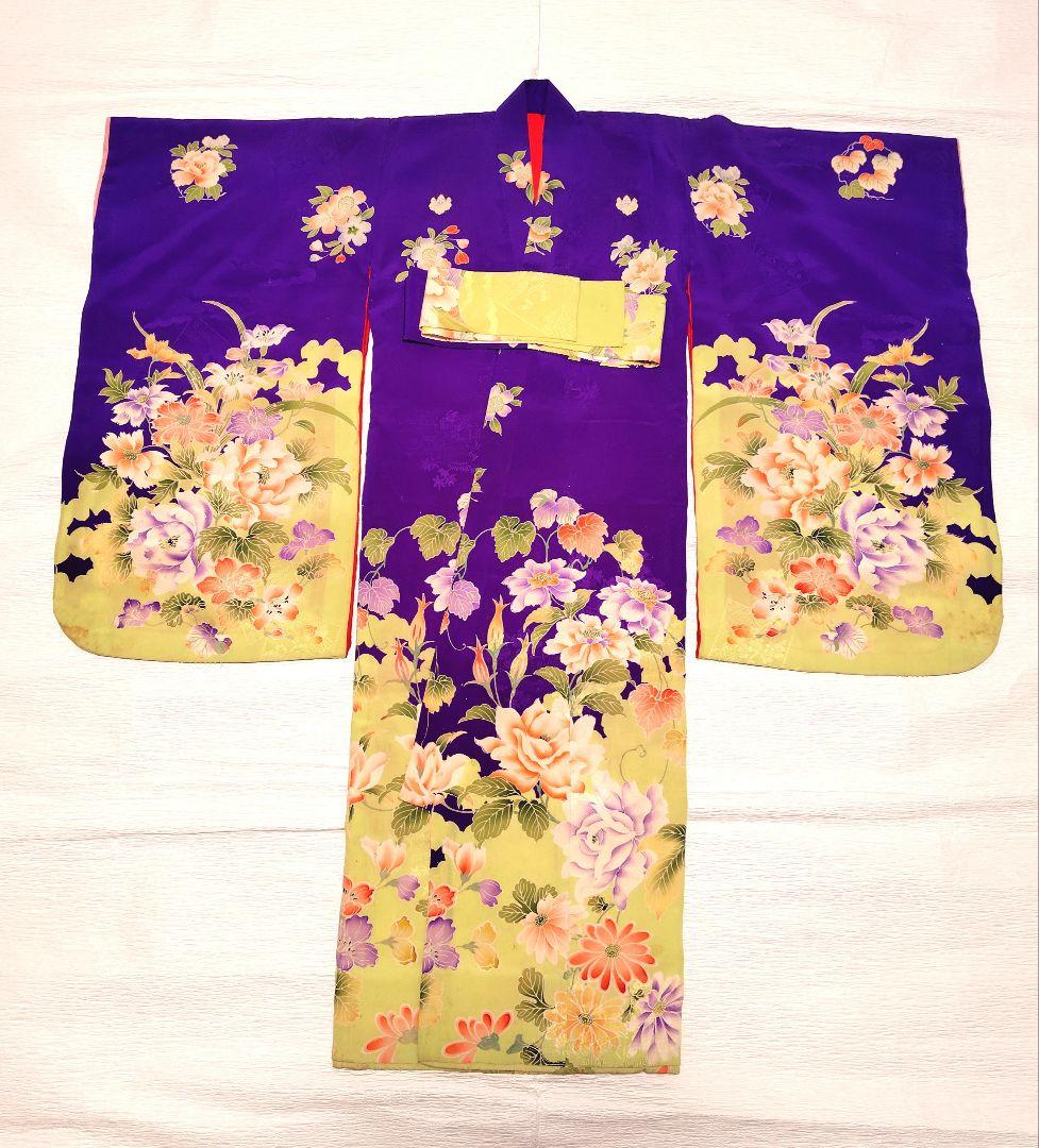 七五三　大正ロマン　アンティーク着物　縮緬