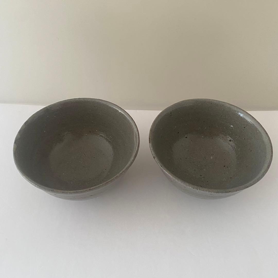 寒川義雄　飯碗　グレー　2点セット