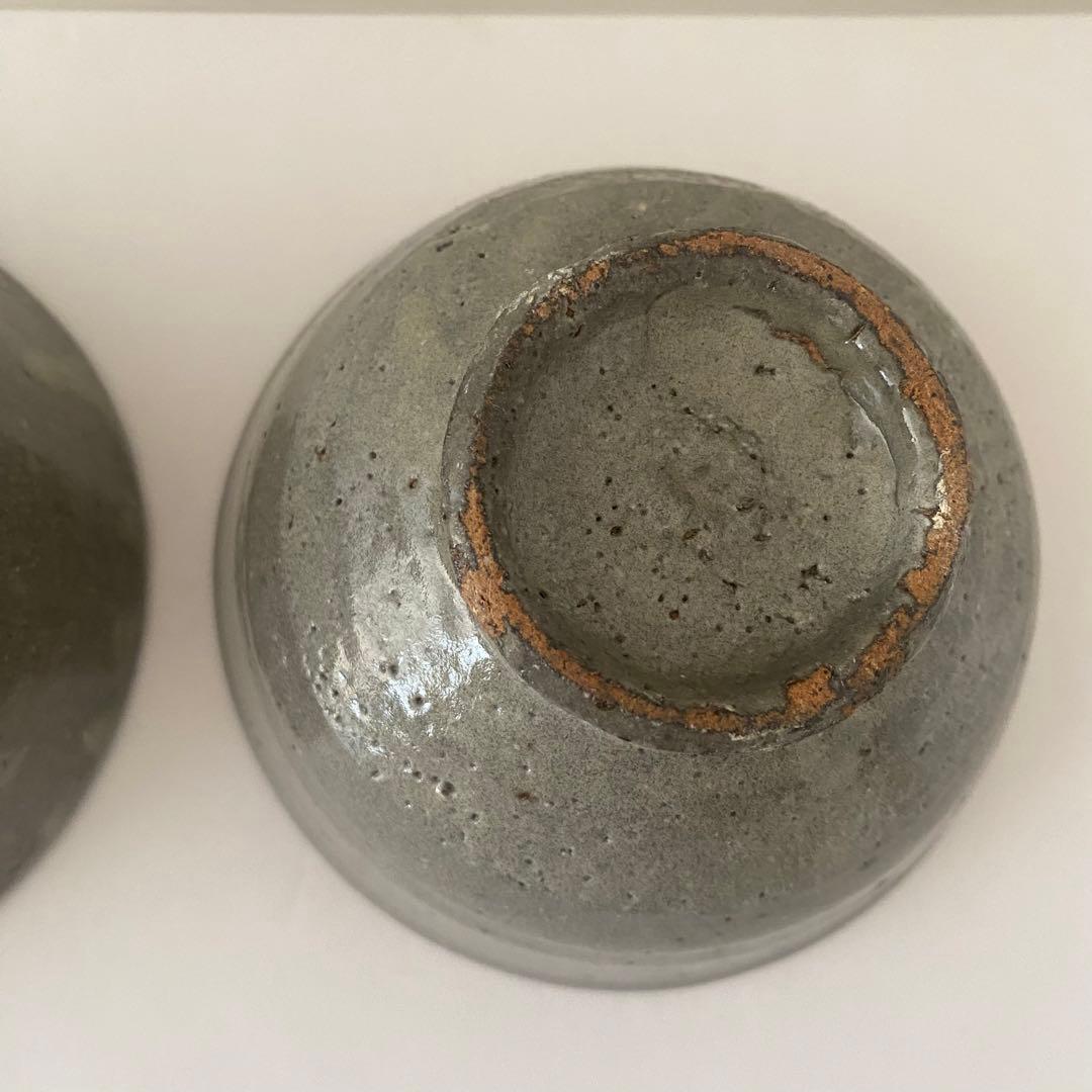 寒川義雄　飯碗　グレー　2点セット