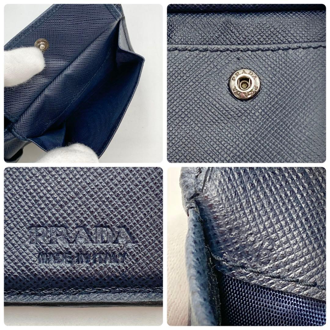 サンライナー✨PRADA 二つ折り財布 サフィアーノレザー 紺色 Gカード