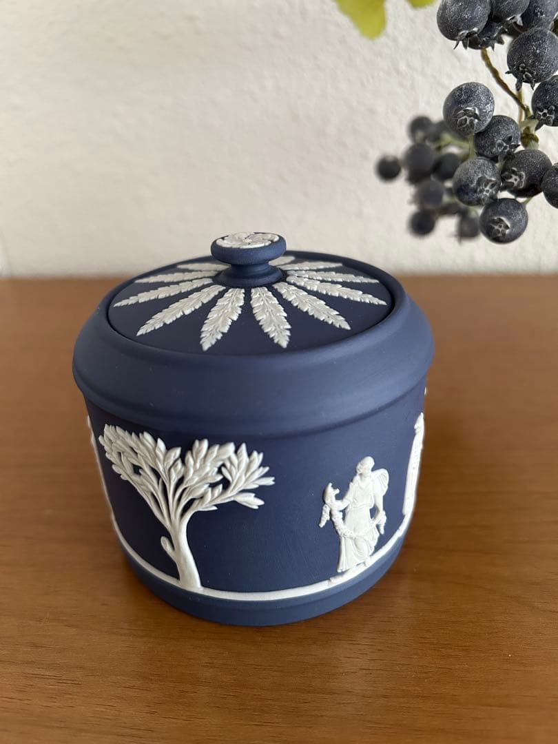 ウエッジウッド　ジャスパー　ポーランドブルー 小物入れ 陶器 蓋付き