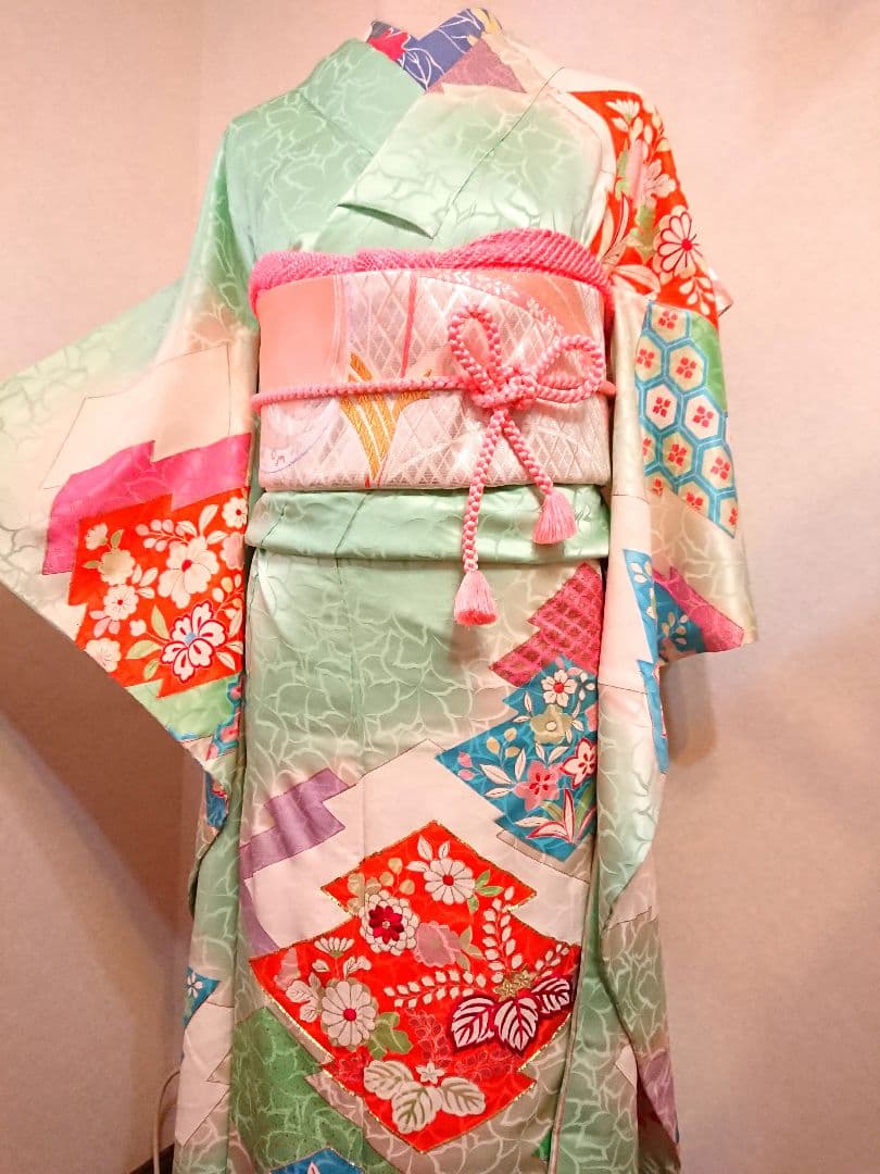 個性派振袖コーデセット振袖セットセミアンティーク振袖袋帯セット大正ロマン刺繍