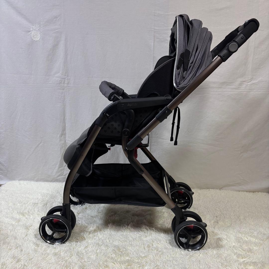 美品　Aprica ベビーカー　オプティア　プレミアム　ピューター　両対面式