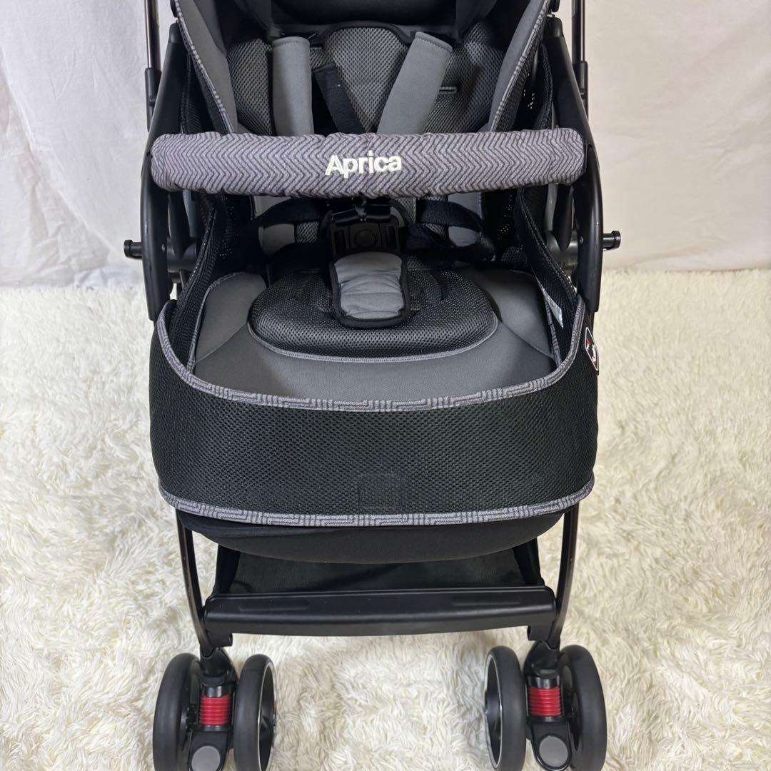 美品　Aprica ベビーカー　オプティア　プレミアム　ピューター　両対面式