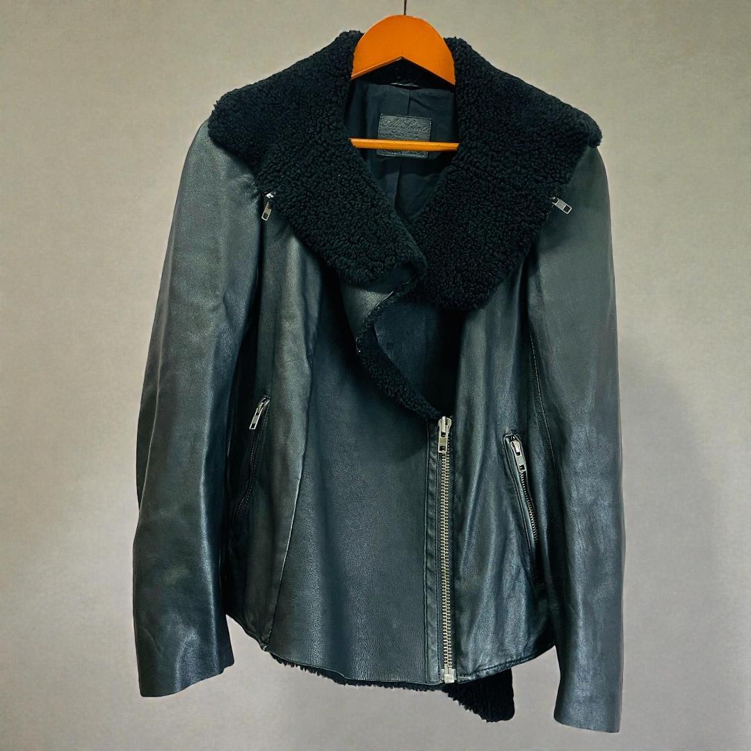 良品　ALLSAINTS SPITALFIELDS　シープ　レザージャケット　黒