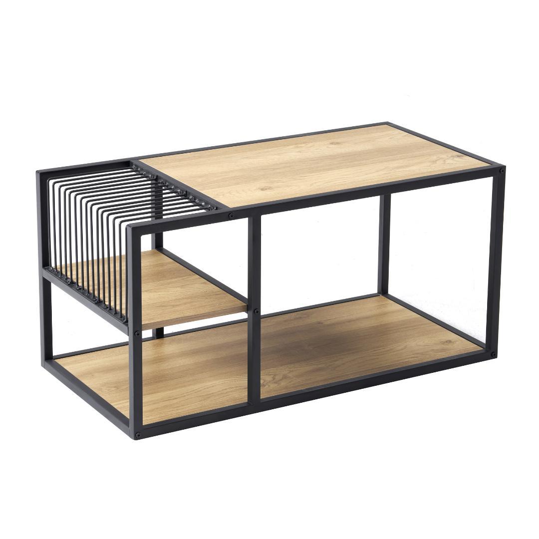 センターテーブル ローテーブル 収納付き 収納棚 おしゃれスチール脚 幅90cm