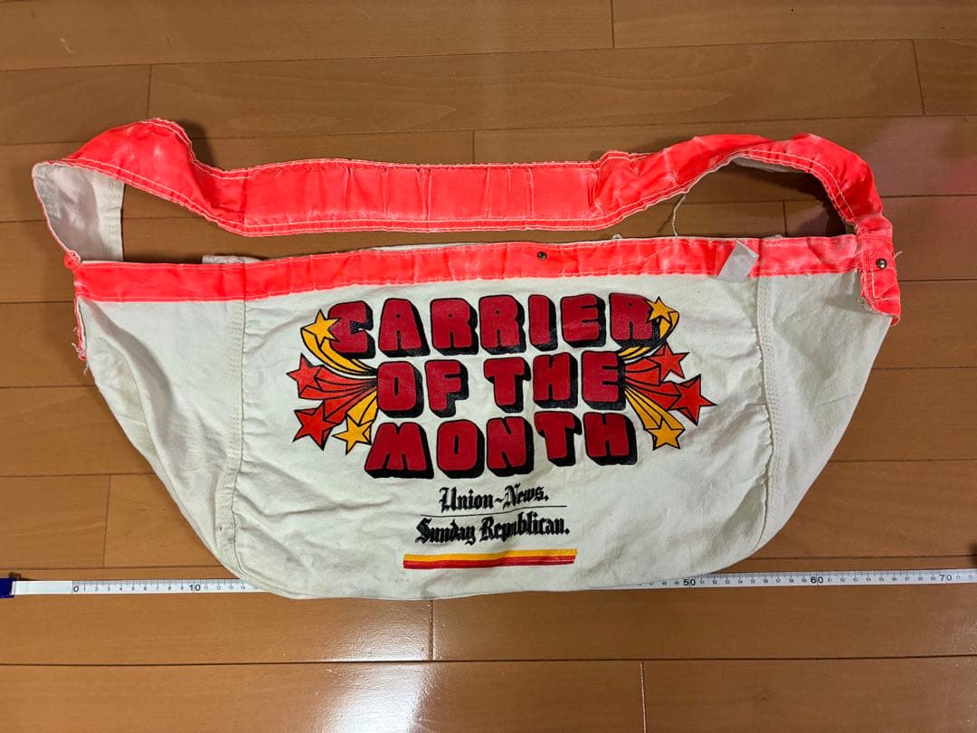 80's ニュースペーパーバッグ Union News 生成り×オレンジ