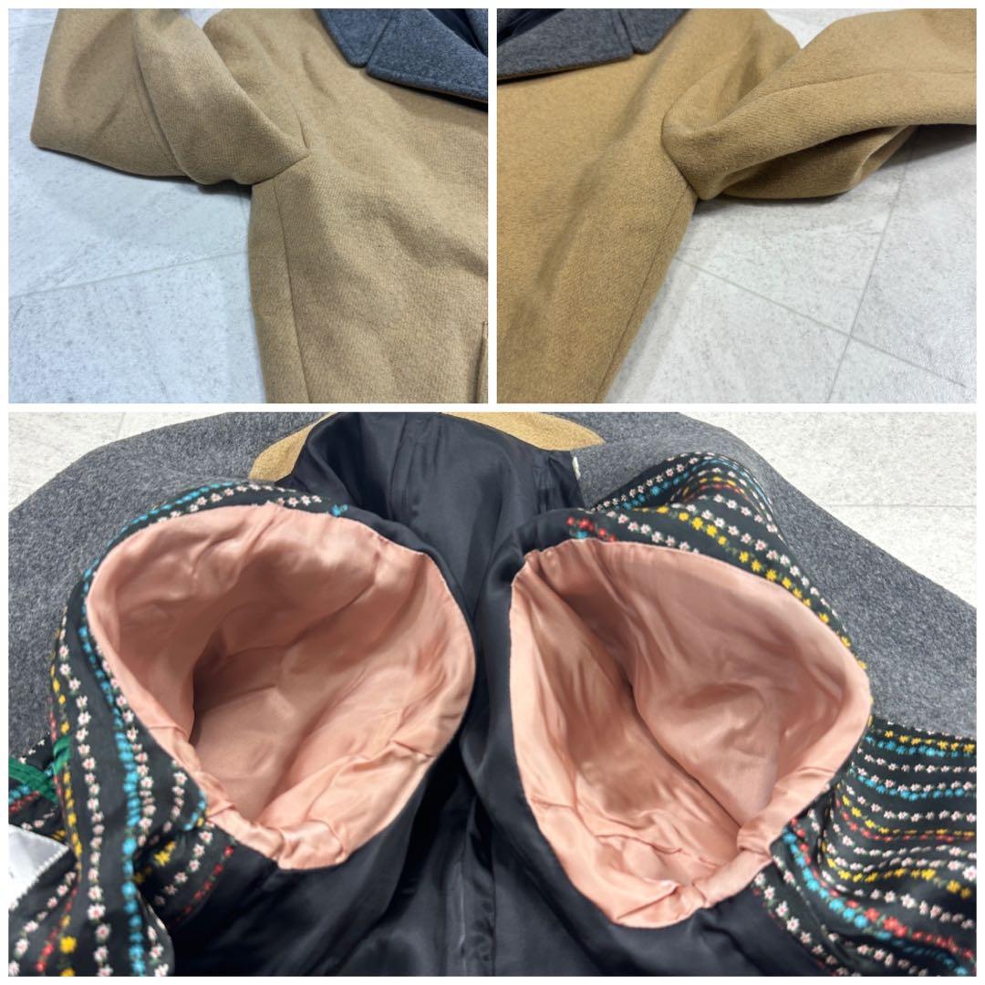 美品【ポールスミス】カシミヤ混 バイカラー チェスターコート ロング 裏地花柄