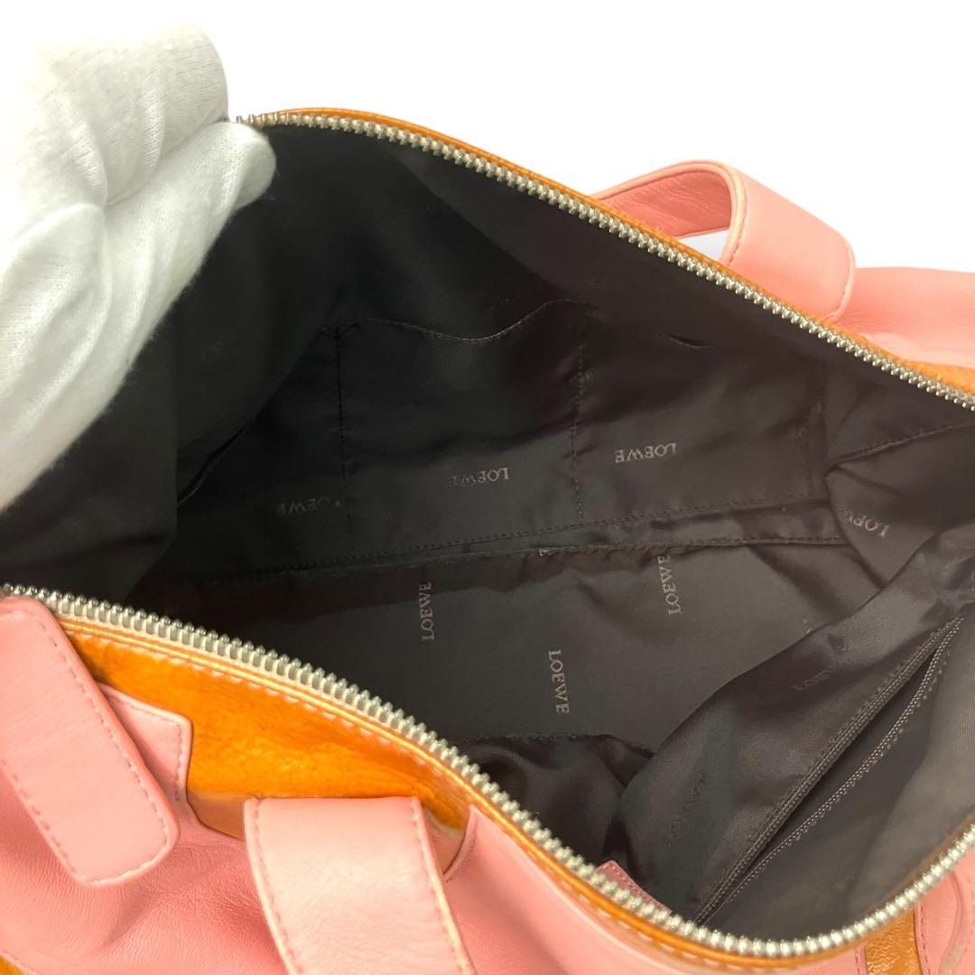 LOEWE ロエベ　ミニボストンバッグ　シープスキン　ピンク　アナグラムチャーム