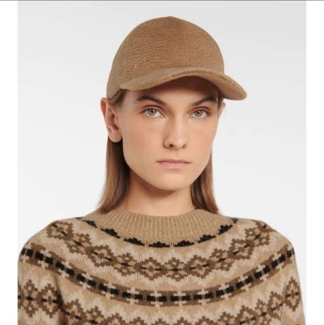 Max Mara　マックスマーラ　カシミヤニット切り替えキャップ　帽子　美品
