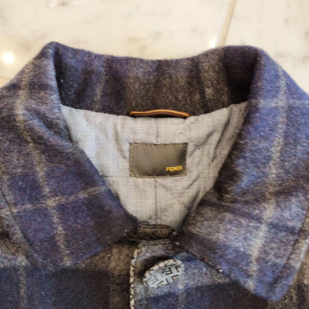 FENDI 12+ ポケットファー チェック ウールロングコート