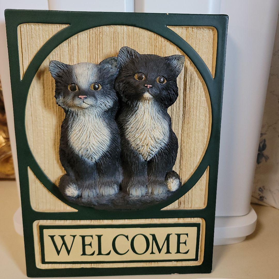 90's　猫の立体的レリーフ　壁掛けアート作品　米国　ビックスカイカーバーズ