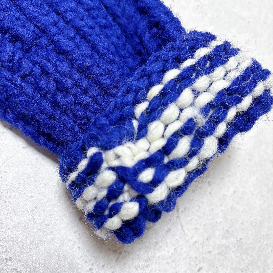 カナタ　カウチンニット　ブルー　現行タグ　肉厚カーディガン　希少カラー　ヘチマ