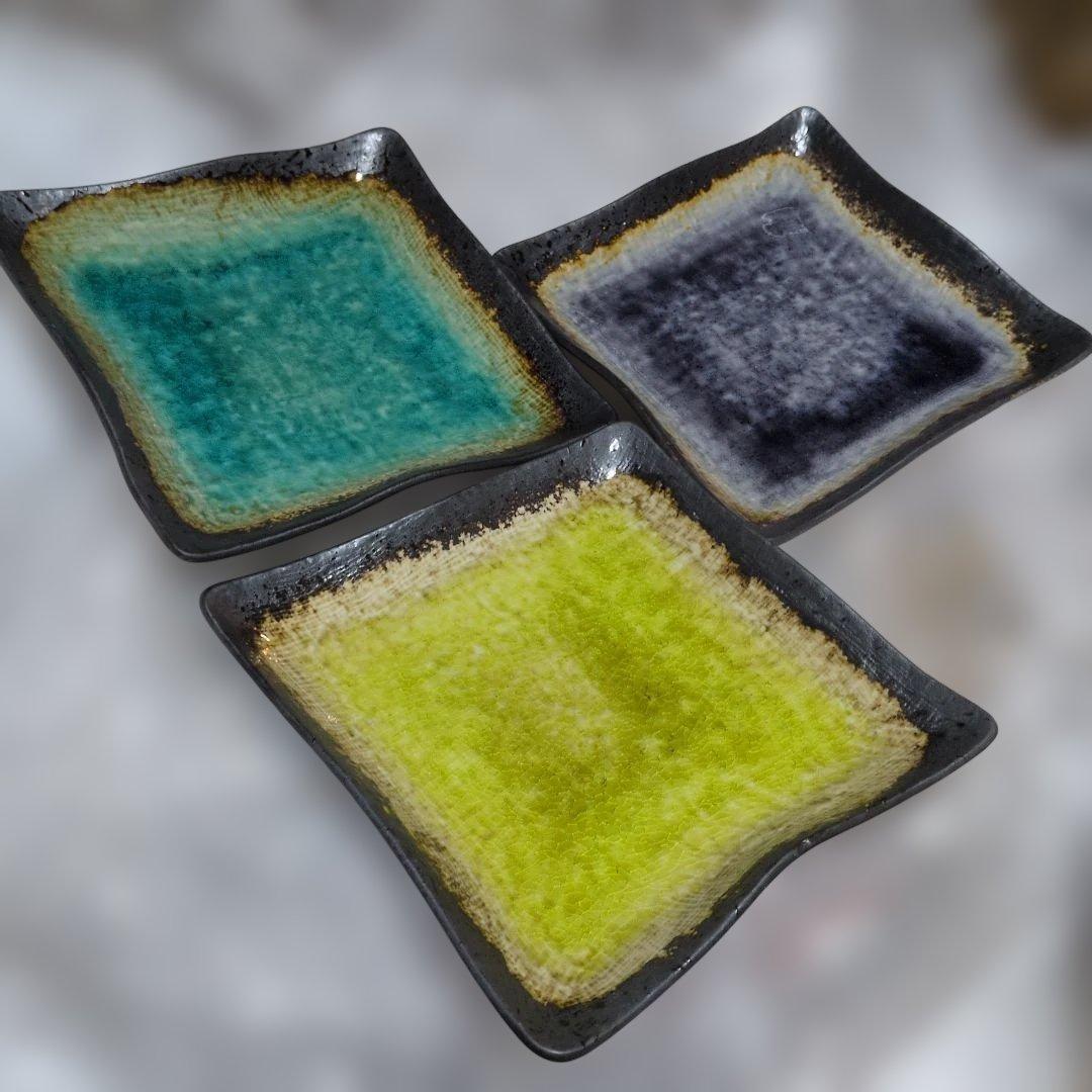 ホテル料亭家庭用 グラデーション仕上げの小型正方形皿セット