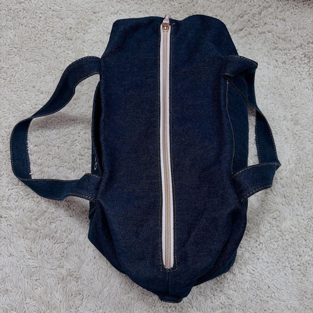 【美品】レペット サイドリボン ドラムバッグ (中) デニム ボストンバッグ M