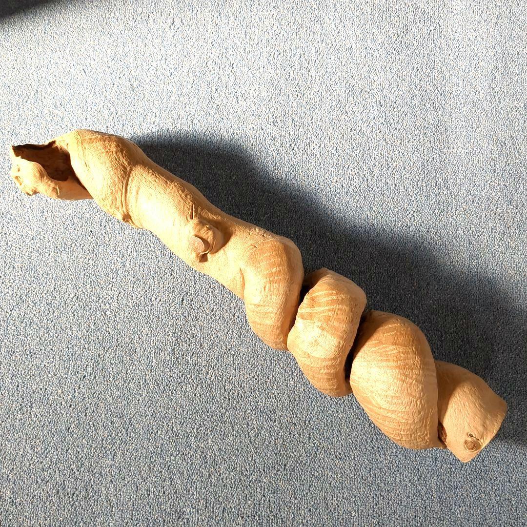 天然木 自然造形 蛇形希少 螺旋状 ねじれ木株 アート作品 高さ約61cm