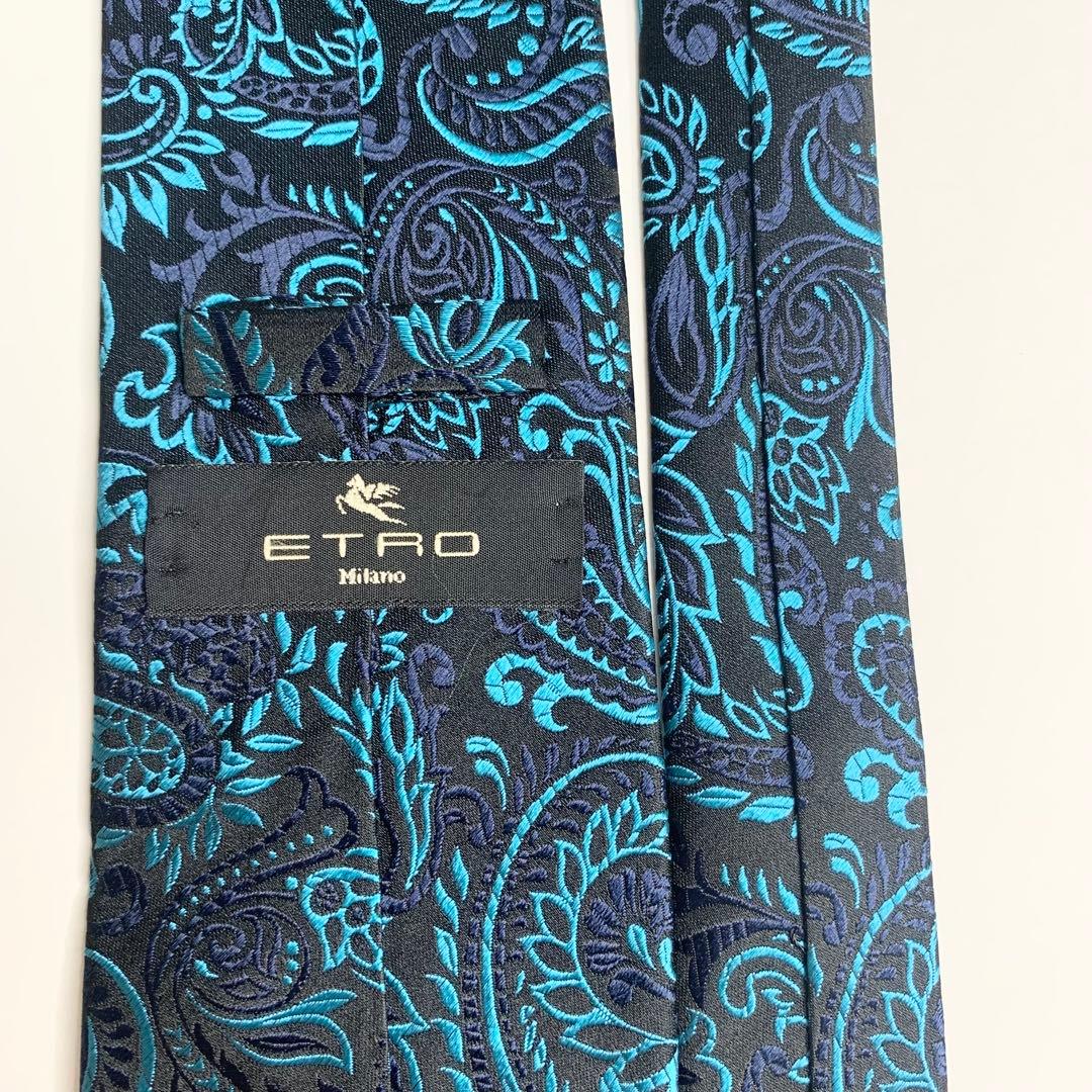ETRO ペイズリー ボタニカル 花柄 ジャカード シルク混 ネクタイ