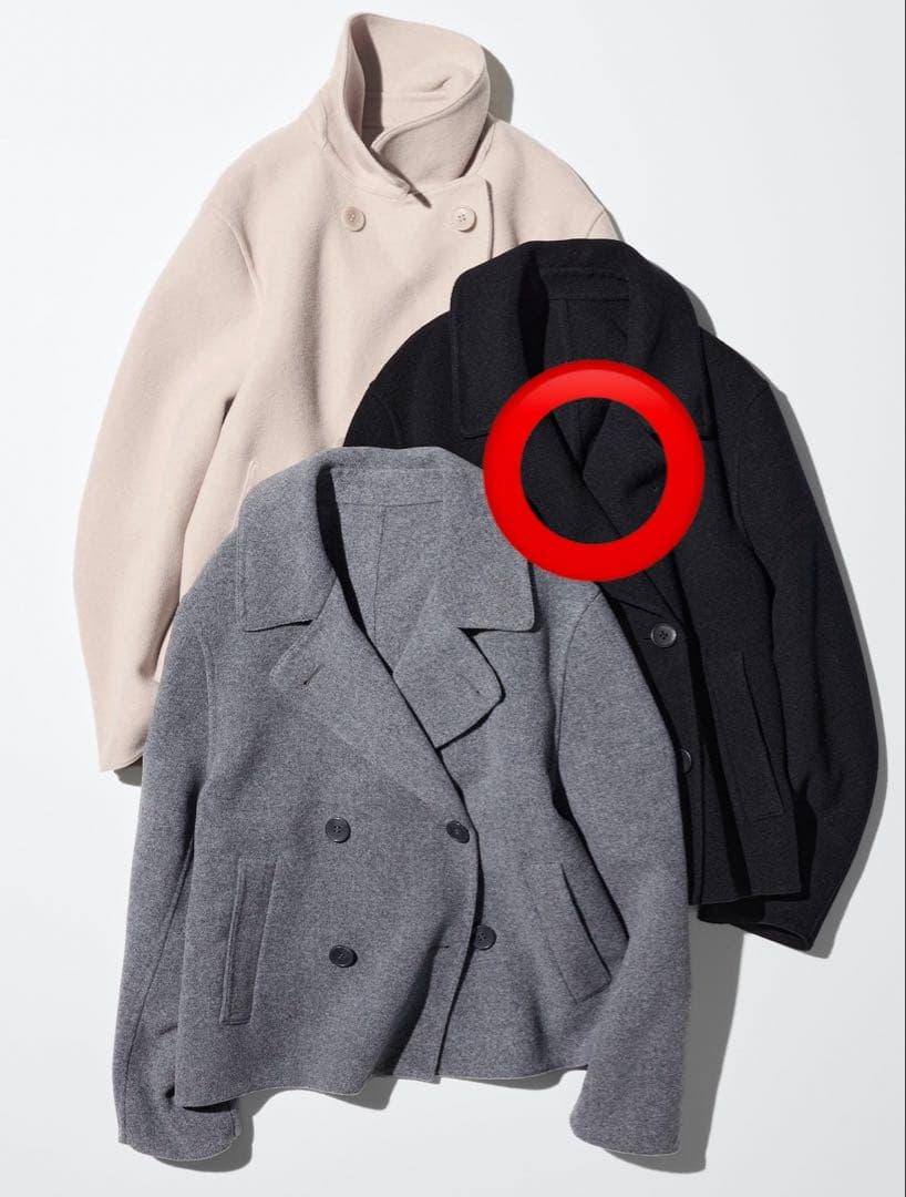 新品 ダブルフェイスショートコート リラックスフィット ネイビー Sサイズ