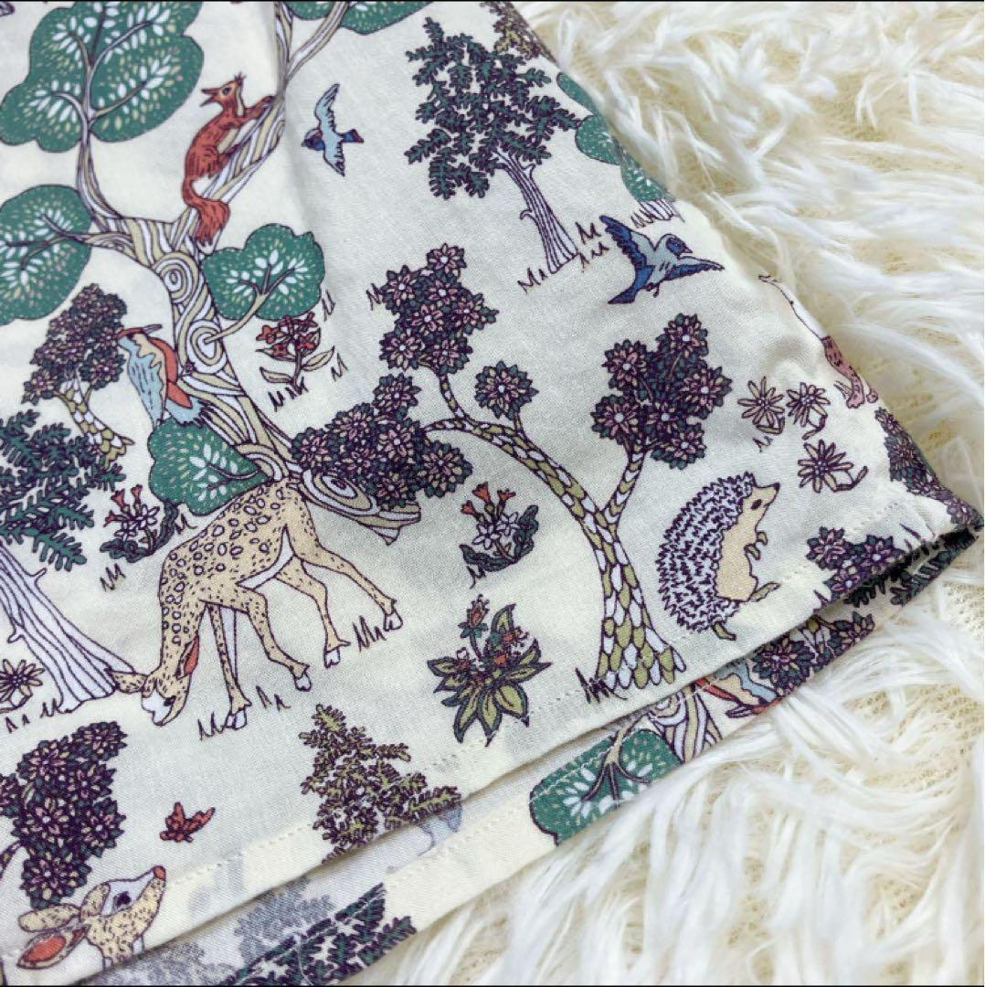 YAECA ヤエカ　リバティ　アニマル柄半袖シャツ　オープンカラー　ベージュ　M