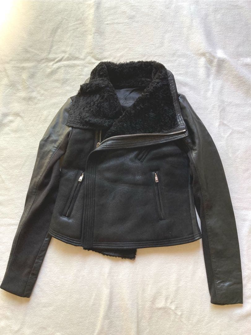 リックオウエンス　ムートン　ダブルライダース　サイズ42 XL ブラック　美品