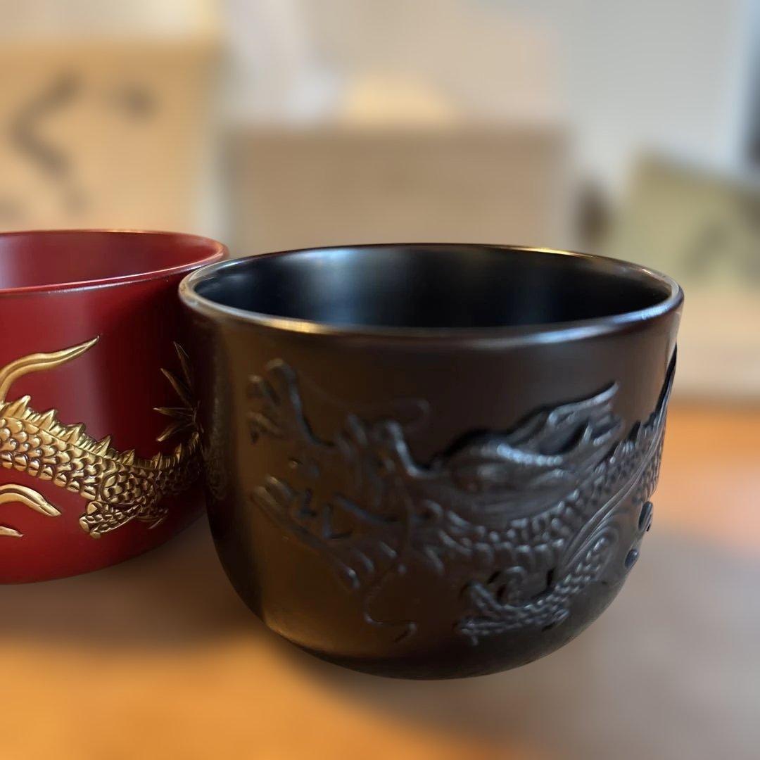 お値下げしました！角萬漆器　ぐいのみ 龍　2個セット