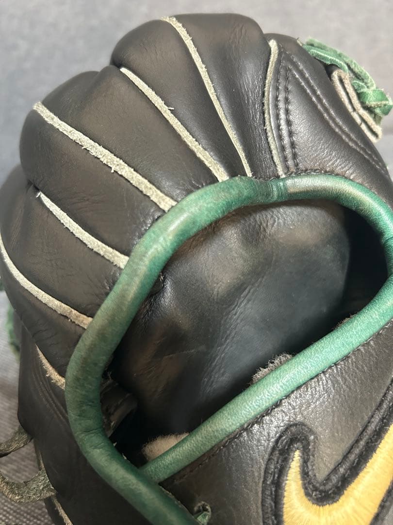 NIKE 硬式グローブ 黒/緑 Diamond Elite j 輝 中古 激シブ